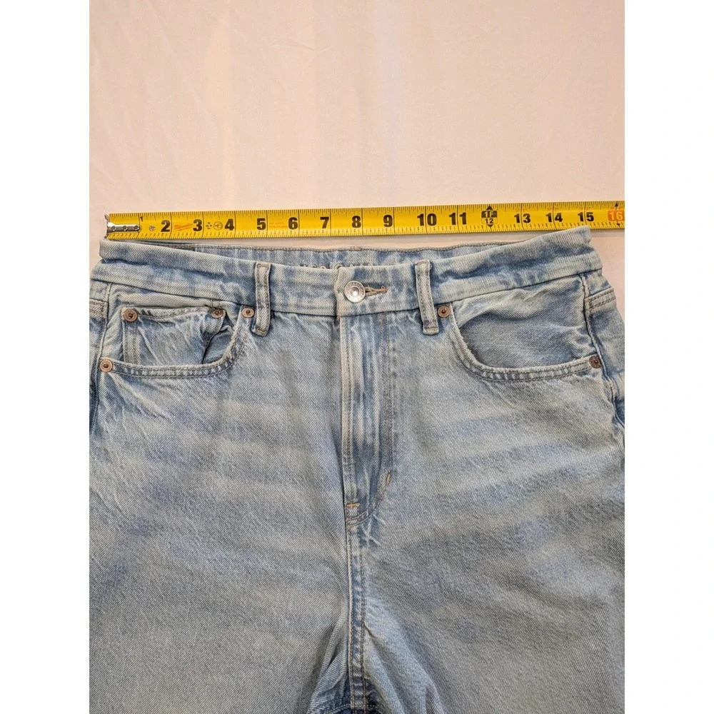American Eagle Curvy Super High Rise Baggy Straight Jeans Light Wash 10 X-Long - Picture 9 of 14